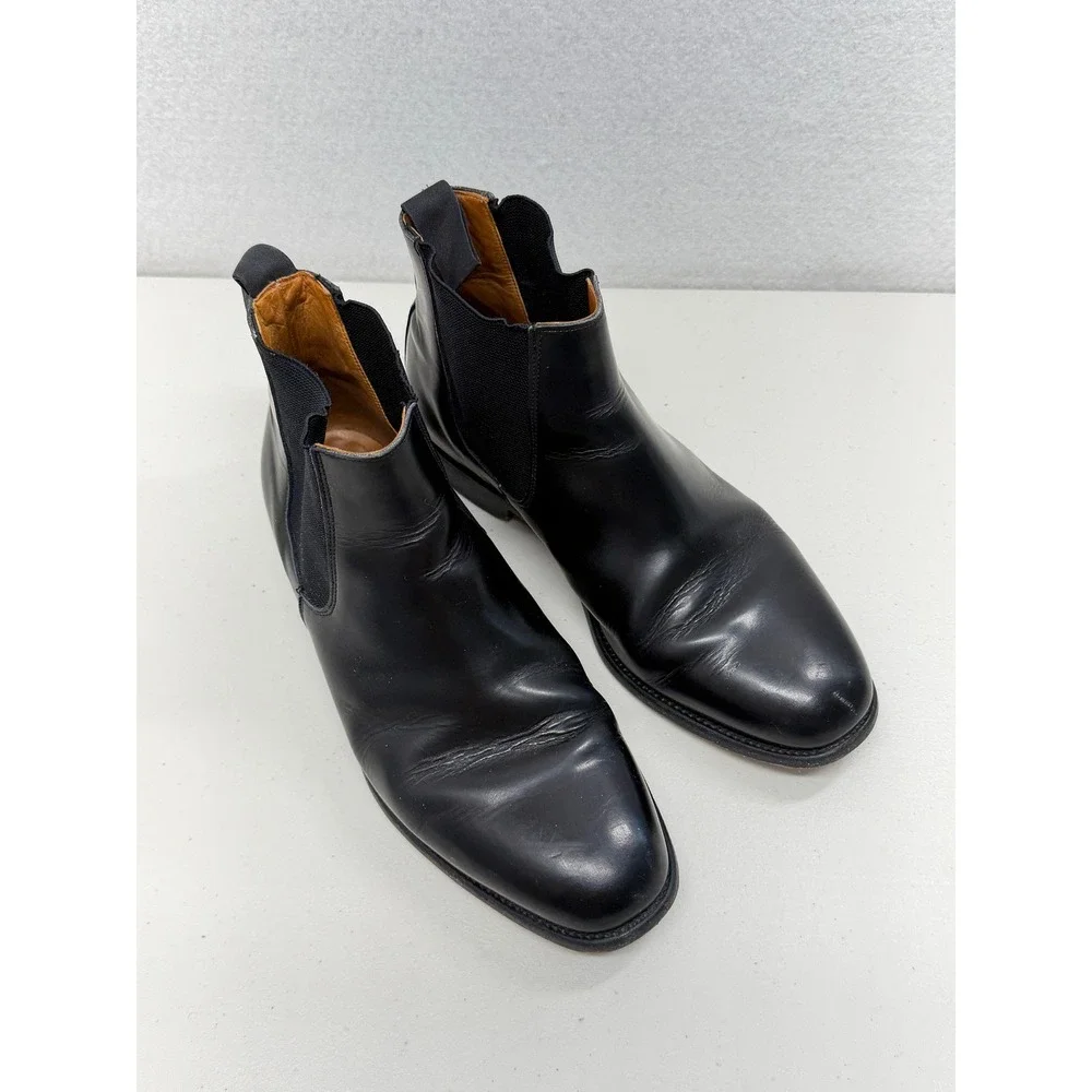 Church's Royal Tweed Amberley Black Leather Chelsea Boots 9.5 UK 10.5